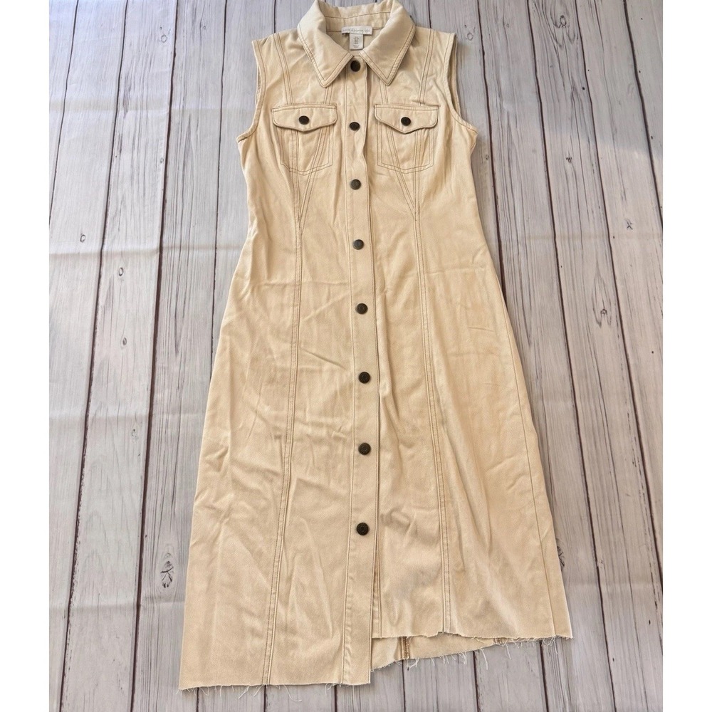 House Of Harlow 1960 Cream Denim Sleeveless Maxi Dress Size Small Women's